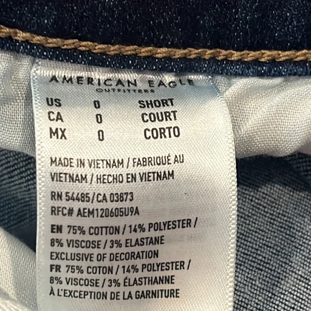 American Eagle High Rise Denim Jegging Next Level Stretch 0 Short Dark Skinny